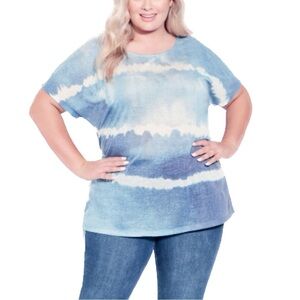 AVENUE 20W-24W Blue Braylee Tie Dye Top AA09.8